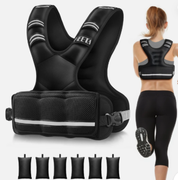 HEETA Adjustable Weighted Vest for Women Men, 4-10lbs/10-18lbs/20-32lbs Body Weight Vest Exercise Set with 6 Ironsand Weights & Reflective Strips for Walking Running Workout Cardio Strength Training