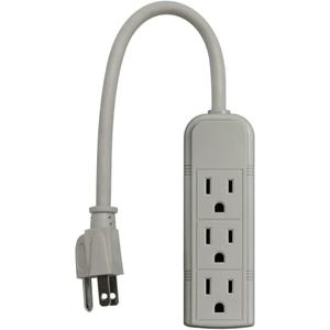Uninex PS28U Compact Grounded 3-Outlet Power Strip, UL Listed, 1-Foot