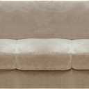 CUCRAF Cushion Sofa Cover 4 Piece Slipcovers, Soft Thick Velvet Couch Cover for Living Room, Washable High Stretch Furniture Protector with 3 Cushion Sofas Slipcover, (XL, Khaki)