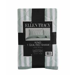 Ellen Tracy™ Stripe Single King Quilted Sham - Green, 20x36 100%Polyester