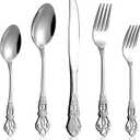 Cididu 40 Pieces Retro Royal Silverware Set for 8, Stainless Steel Flatware Set, Dishwasher Safe Dinnerware Set Including Forks Spoons and Knives, Vintage Cutlery Set for Wedding, Party and Christmas