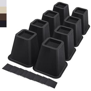ANNKUT 6 Inch Heavy Duty Bed Risers, Furniture Risers for Desk, Chair, Table or Sofa, Couch Lift Risers, Supports up to 2200 lbs per Leg(8 Pack Black)
