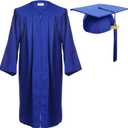 Newrara Graduation Gown Cap Tassel Set (Medium 48(5'3"-5'5"), Blue)