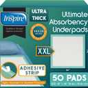 Inspire Extra Large Super Absorbent Disposable Bed Pads for Chronic Incontinence Ultra Thick and Absorbent Bed Pads Disposable Adult | Pee Pads for Adults (36" X 36" Pack of 50 W/ Adhesive)