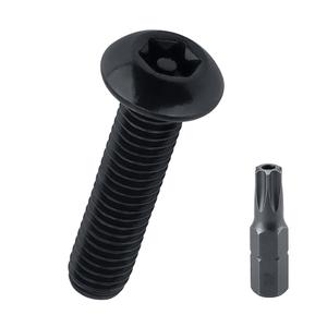 M6-1.0 x 16mm Button Torx Head Machine Screws (25 pcs), 18-8 (304) Stainless Steel Tamper Resistant License Plates Screws, Black Coated, Fayeploo (with Bit)