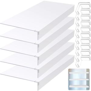 Hoolerry 5 Pcs 40 x 16 Inch Foamed PVC Wire Rack Covers for Removable Closet Decoration(Not Wood) Don't Bear Too Much Weight Pantry Shelves Covers for Bathroom Kitchen Shelving(White)