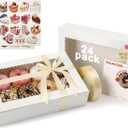 OAMCEG 24 Pack Cookie Boxes with Window, 12x8x2.5 Inch Bakery Treat Boxes for Christmas Holiday Gift Giving, Desserts, Donuts, Pastries-White