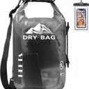 HEETA Dry Bag Waterproof for Women Men, 5L/10L/20L/30L/40L Roll Top Lightweight Dry Storage Bag Backpack with Phone Case for Travel Swimming Boating Kayaking Paddle Board Camping Beach Accessories (Black)
