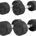 CAP Barbell Coated Hex Dumbbell Weights - 50 LB, 10 Lb - 2 Pcs, 15 Lb -2 Pcs