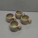 Ceramic Espresso Cups with Handle,6 OZ Ceramic Coffee Cups Set of 4,Cute Demitasse Cups for Double Shots,Cappuccino Cups Set for Small Latte,Tea,Cafe (Natural Beige,6 OZ)