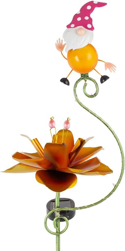 Solar Wind Spinners Outdoor, Gnome Metal Wind Spinner, Solar Powered Kinetic Pinwheels Decorative Windmills for Yard, Lawn, Patio, Garden