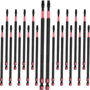 GEINXURN 20Pack Impact Tough #25 Torx 6 in. Insert Driver Bits, Magnetic T25 Head Power Bits, S2 Alloy Steel T25 Screwdriver Bits Set Bulk