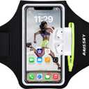 Cell Phone Running Armband with Zipper Pocket Armband Case Running Holder for iPhone 16 Pro Max/15/14 Pro Max/13/12 /11 Pro Max/XS/XR,Galaxy S20 S10,Sweatproof Arm Band with Card/Key Bag (Black(Upgraded Version,6.9"))