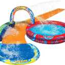 Banzai Cyclone Splash Water Park Outdoor Backyard Inflatable Toy with Sprinkling Slide and Kiddie Pool