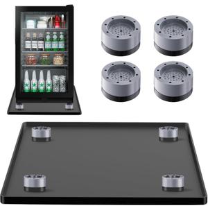 Mini Fridge Silicone Mat with 4 Base Raisers, 20" x 20" x 0.7" Under Refrigerator Mat, Mini Fridge Drip Pan Prevents Appliance Leakage Water Spills, for Washing Machines, Dishwashers, Air Conditioner