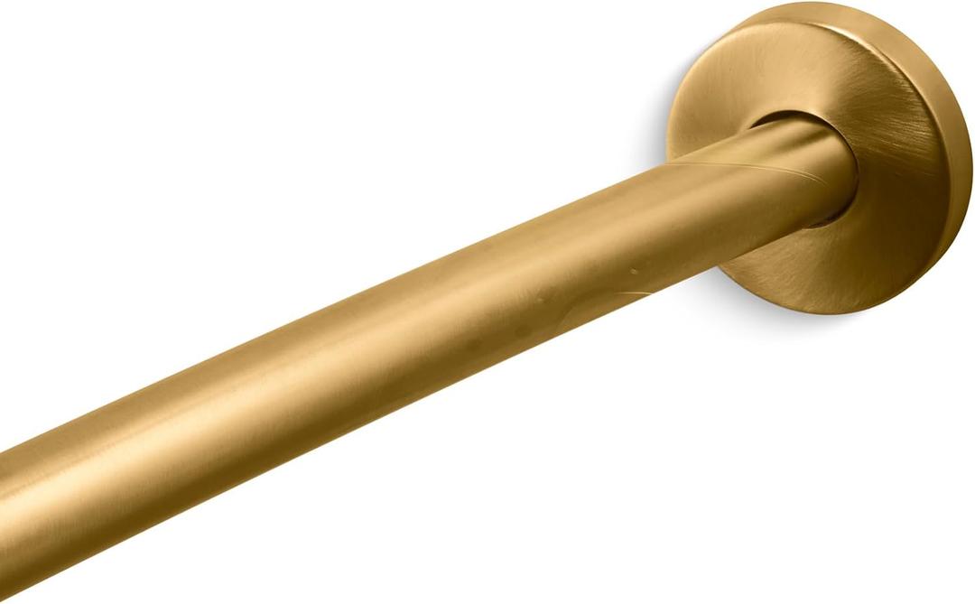 KOHLER K-9351-2MB Expanse Curved Shower Rod, Contemporary Design, Adjustable Fit 60-76", Vibrant Brushed Moderne Brass