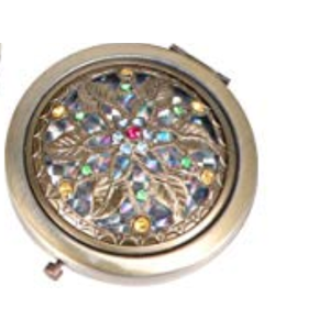 Vintage Mirror Compact Travel Makeup Mirror Cosmetic Pocket Mirror Mini Round Double-sided Folding Cosmetic Makeup Purse Mirror for Travel Mini Round Double-Sided Folding Compact Mirror