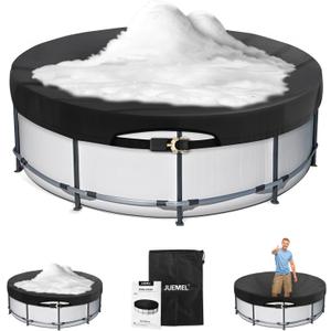 12FT Winter Round Pool Cover with Ratchet Strap Tightener | Easy Installation Pool Covers for Above Ground Pools | Solar Hot Tub Cover Ideal for Hydrophilic and Dustproof for Backyard (BLACK)