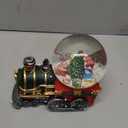 Json Lighted Musical Christmas Train Snow Globe Lantern with Christmas Trees, Battery Operated Water Glittering Lantern with Music and 6H Timer Christmas Table Centerpiece Decoration and Gift