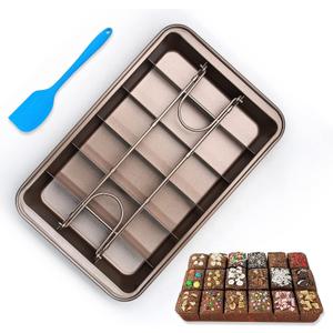 Brownie Pan with DividersNonstick Carbon Steel Baking Loaf Pan Baking Pan Baking Pan18 Pre-Cut Square Molds for Brownie Bite, Cake, Fudges and Chocolate