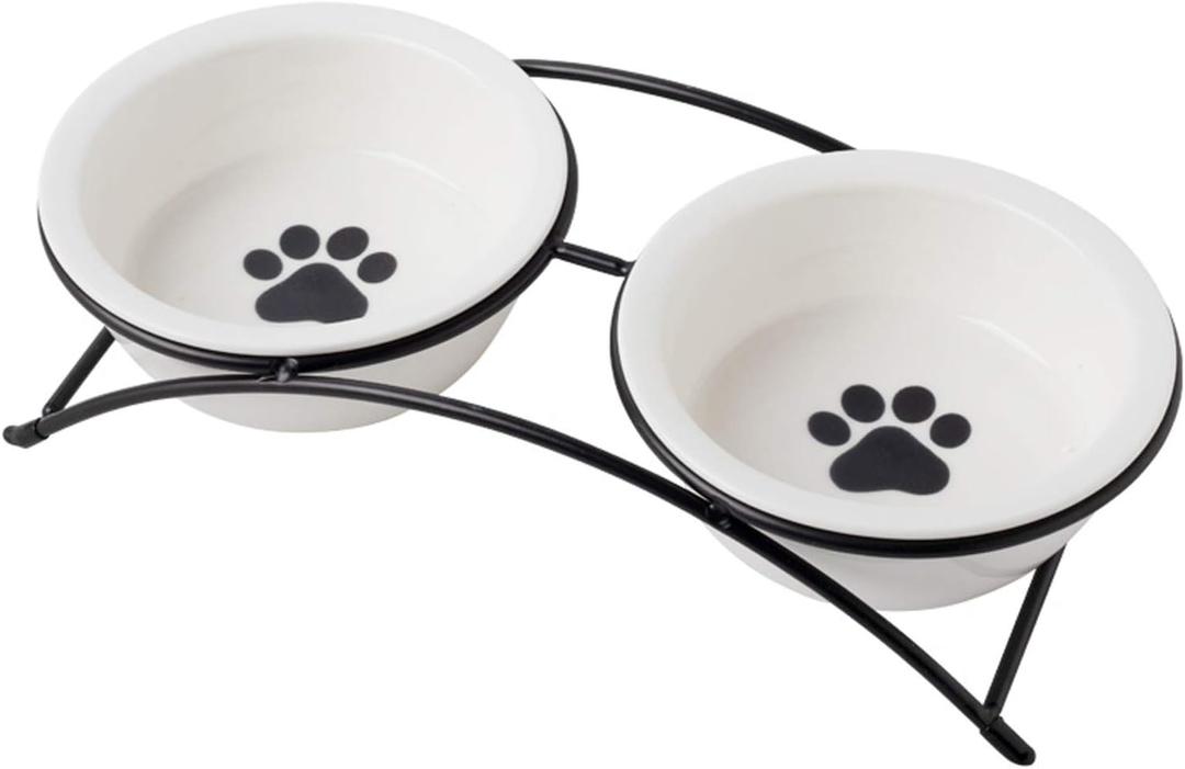 Cat & Dog Bowls - Ceramic Elevated Pet Raised Cat Food Bowls, 12 Ounce, Dishwasher Safe