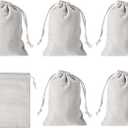 PATIKIL 6"x4" Coin Sacks Bag, 6Pcs Bank Coin Deposit Change Transit Canvas Money Bags with Drawstring Gift Sacks Style 1, White