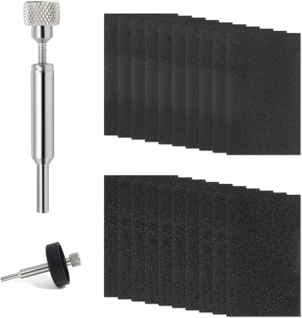 Pinewood Car Kit  Wheel Turning Mandrel Tool with 20 Sandpaper Sheets (120 & 220 Grit)  Derby Accessories for Wheel Polishing and Shaping