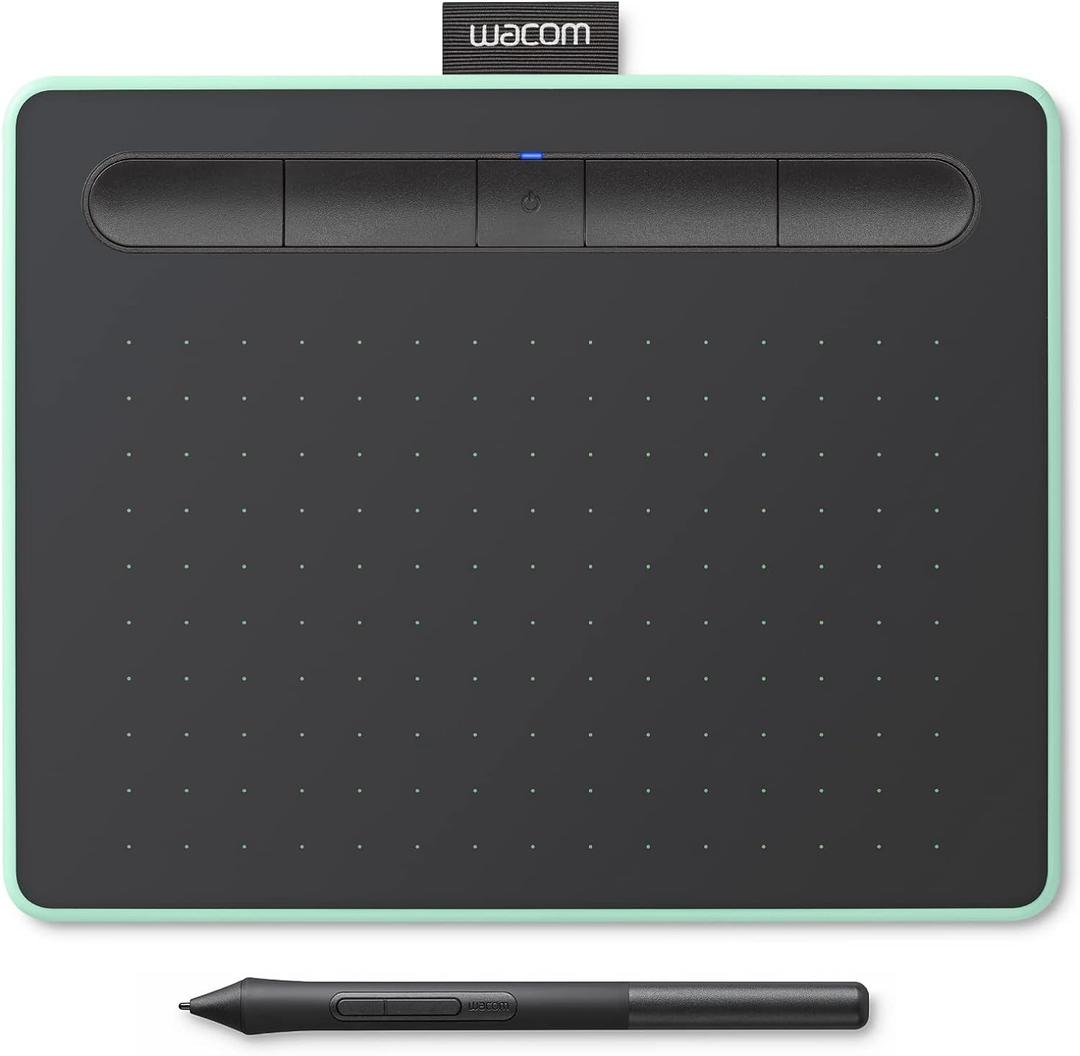 Wacom Intuos Small Bluetooth Graphics Drawing Tablet, Portable for Teachers, Students and Creators, 4 Customizable ExpressKeys, Compatible with Chromebook Mac OS Android and Windows - Pistachio