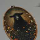 MZKZCHFE Vintage Black Sheep Oval Wall Art Decor, Moody Dark Academia Deer Oval Canvas Prints Framed, Cottagecore Botanical Animal Wall Decor for Home Bedroom Living Room Decorations, 8.6x11.4 Inches