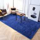 TWINNIS Super Soft Shaggy Rugs Fluffy Carpets 9x12 Feet, Indoor Modern Plush Area Rugs for Living Room Bedroom Kids Room Nursery Home Decor, Upgrade Anti-Skid Fuzzy Rug, Indigo