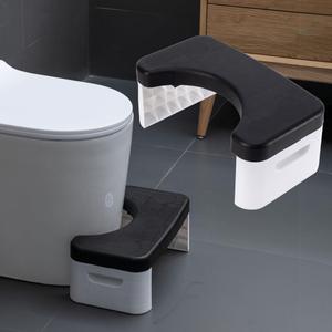 7 inch Folding Toilet Stool, Squatting Poop Stool, Bathroom Potty Step Stool, Toilet Assistance Steps, Step Stool, Fits All Toilets, Detachable Stackable, for Healthier Toilet Posture (Black)