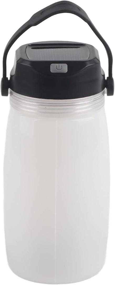 PerGar Water Bottle, 732.5ml Multifunctional Water Bottle, DC 5V USB Solar Charging Water Bottle, Solar Camping Lantern, Solar Charging Mobile Power Bank (White)