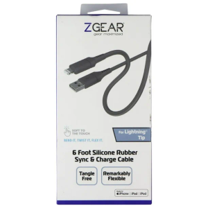 ZGEAR SILICONE CABLE For  LIGHTNING Tip 6FT GREY