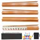 4 PCS Mahjong Racks with Pushers, Wood color Wooden Mahjong Racks with Detachable Magnetic Pushers, Mahjong Tile Pushers and Racks, Includes Chips, Dice & Storage Bags, Mahjong Accessories(19.68 Inch)