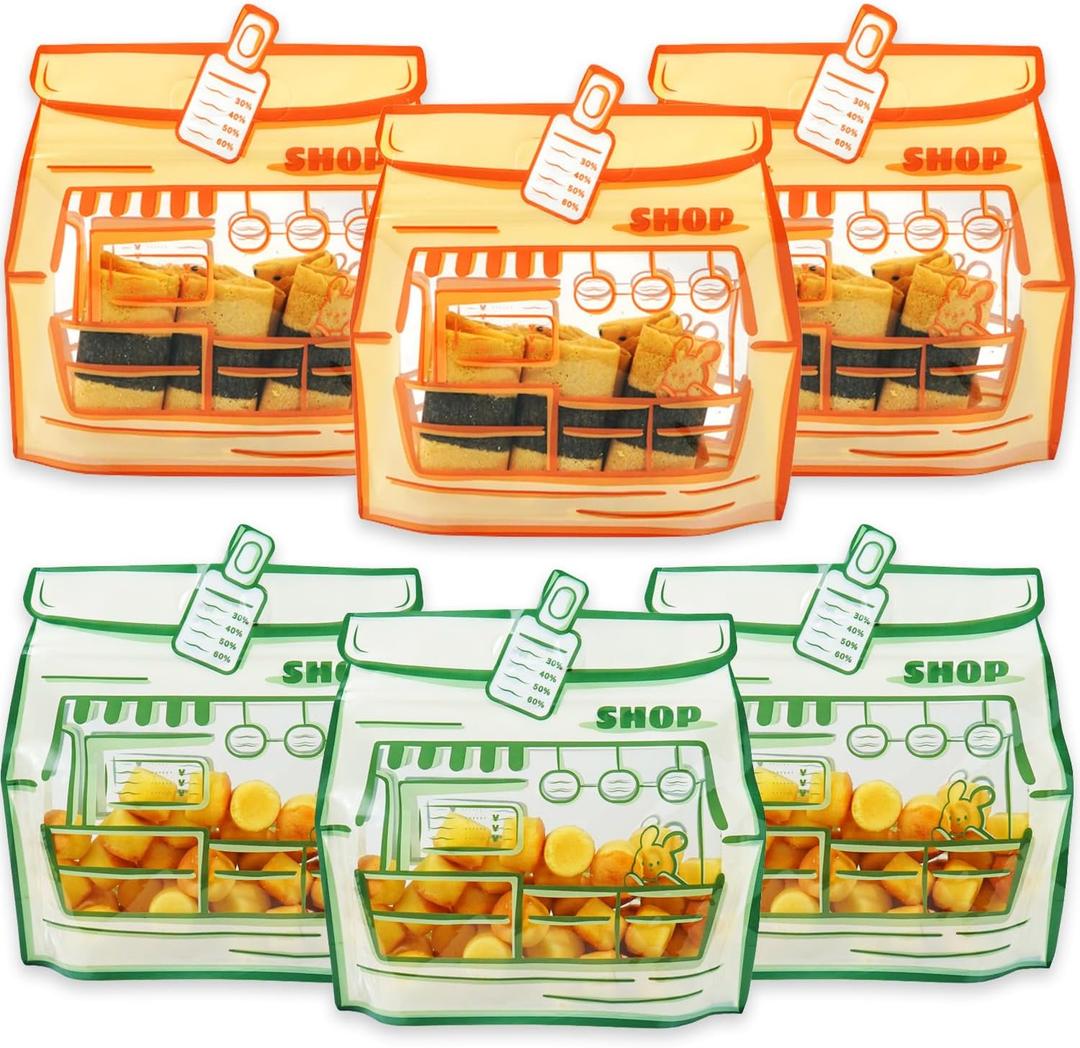 30PCS Cookie Goodie Bags Clear Front Window Party Favor Bag with Stand-up Bottom and Handle Gift Bags For Home Birthday Wedding Baby Shower Baking snacks Lollipops Chocolate Storage (Green Orange)