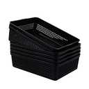 Hommp 6-Pack Plastic Paper Storage Baskets Trays, Black A4 Storage Basket (13.7" x 9.6" x 3.5")