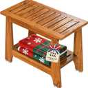 NNN 24" Commercial Teak Shower Bench - 8 Non-Slip Leveling Feet & 350 lbs Capacity | Rock-Solid Stability for Seniors & Spa Safety | Waterproof Design for Saunas/Outdoor Pools (Patented)