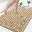 Smiry Bathroom Rugs Mat 48x32, Extra Soft Absorbent Chenille Bath Rugs, Non Slip Rubber Backing Machine Washable Quick Dry Bath Mats for Bathroom Floor, Tub, Shower, Home Decor Accessories, Beige
