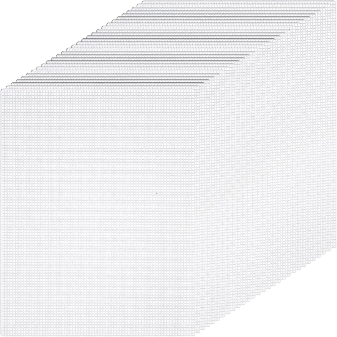 30pcs 7 Count Plastic Canvas Sheets,13.58 X 10.43 Inches Transparent Plastic Mesh Sheet, Needlepoint Canvas Sheet for Embroidery, Acrylic Yarn Craft, Knitting and Crochet Projects