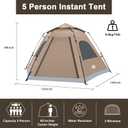 ADSMART Instant Tents for Camping 4/5 Person Tent Waterproof for Outdoor | Easy Setup Sets Up Tents with Carry Bag for Outdoor Hiking 10.5FT x 9FT,Khaki, 5 Person