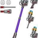 Cordless Vacuum Cleaner, 650W 55KPA 70Min Powerful Vacuum Cleaners for Home, Self-Standing Stick Vacuum Cordless Rechargeable/ Anti-Tangle/OLED Screen/1.8L Cup for Home Pet Hair/Carpet/Hardwood Floor (Purple)