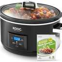 [NEW LAUNCH] KOOC 8.5-Quart Programmable Slow Cooker, Larger than 8 Quart, More Practical than 10 Quart, with Digital Countdown Timer, Free Liners Included for Easy Clean-up, Black, Oval