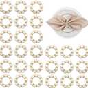 Pearl Napkin Rings 60Pcs, Elegant Rhinestone Imitation Beaded Serviette Buckles, Imitation Pearl Ring Napkin Ring Holder, for Cloth Napkins for Wedding Party Banquet Dinner Table Decor and Daily Use (Gold)