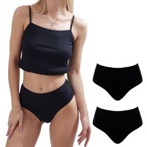 ORGANICKID Women's Organic Cotton High Waisted Underwear Full Briefs Soft Breathable GOTs Certified Ladies Panties pack of 2 (Black), S