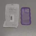 Anuck for iPhone 13 Pro Case Wavy Edge Clear Back Design, Anti-Slip Grip Cute Wave Curly Frame Shape Shockproof Soft TPU & Hard Bumper Protective Phone Case Cover for Women Girls, Clear Purple