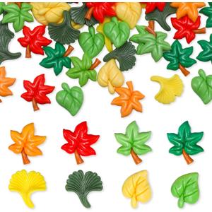 64 Pcs Mini Fall Leaves Vase Filler Miniature Fall Decorations Thanksgiving Tiny Maple Kit Table Scatter Flatback Charms Resin Autumn Maple for DIY Craft Filler Embellishment Decoration Accessories