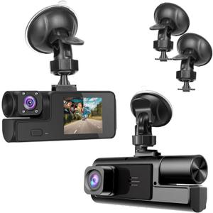 1080P Dual Dash Camera for Car Front and Inside Dashcam Car Security Video Recorder,170Wide Angle Vehicle Cam,WDR,G-Sensor,2 IPS Screen,Loop Recording,Night Vision (Dual Dash Cam Without Card)