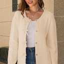 Women's Cardigan Sweaters Bow Button Down Cardigans Fall Fashion Clothes Knit Tie Open Front Coats (Beige, L)
