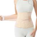 Allaugh Postpartum Belly Band for Women: Abdominal Binder Post Surgery, C Section Waist Trainer, New Mom Recovery Support, Tummy Tuck Pain Relief & Post Birth Core Compression, Easy Put On Take Off (Medium, Beige)