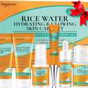Skin Care Set,6Pcs Women Teen Glass Skincare w/Korean Rice Extract,Hydrate Glow Repair Anti-Aging Facial Routine Kit Self Care Gifts for Women Mom Wife Teenage Girl Christmas Gifts Stocking Stuffers